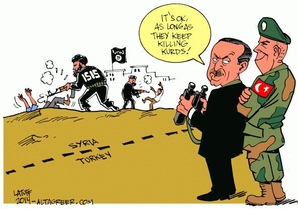 Latuff çizdi: Erdoğan Kobanê sınırında 