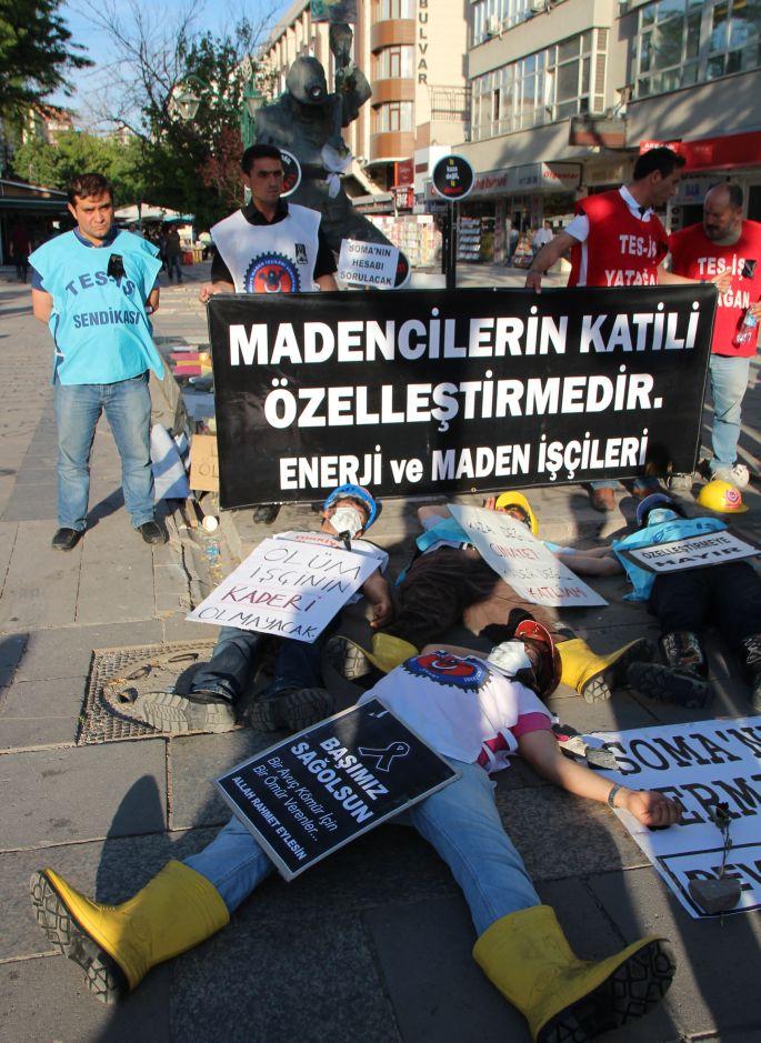 Yatağan işçisinden maden anıtında eylem