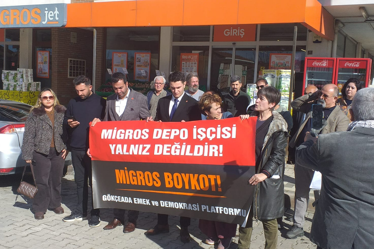 Gökçeada Emek ve Demokrasi Platformu: Migros depo işçilerinin direnişi hepimize umut veriyor
