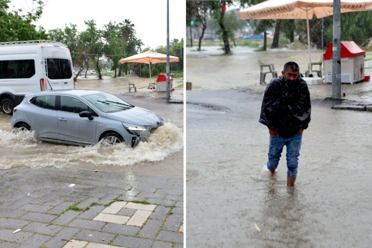 Adana'yı sağanak ve fırtına vurdu: Ağaçlar devrildi, caddeler su altında kaldı