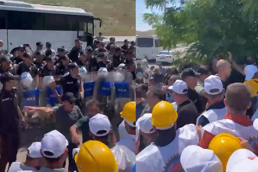 Doruk Madencilik işçilerine barikat: Polisler işçilere müdahale etti