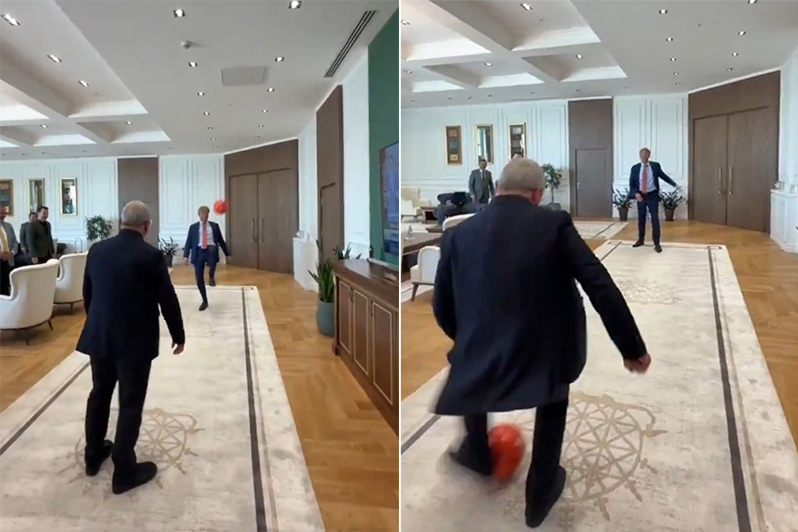 Makam odası değil, sanki halı saha: Çorum Belediye Başkanı, Hollanda Büyükelçisi ile futbol oynadı