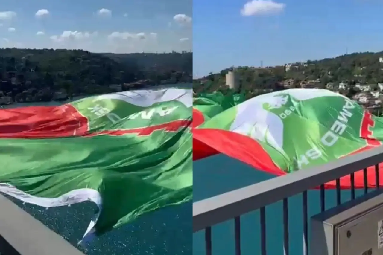 Amedspor bayrağı boğazda dalgalanıyor
