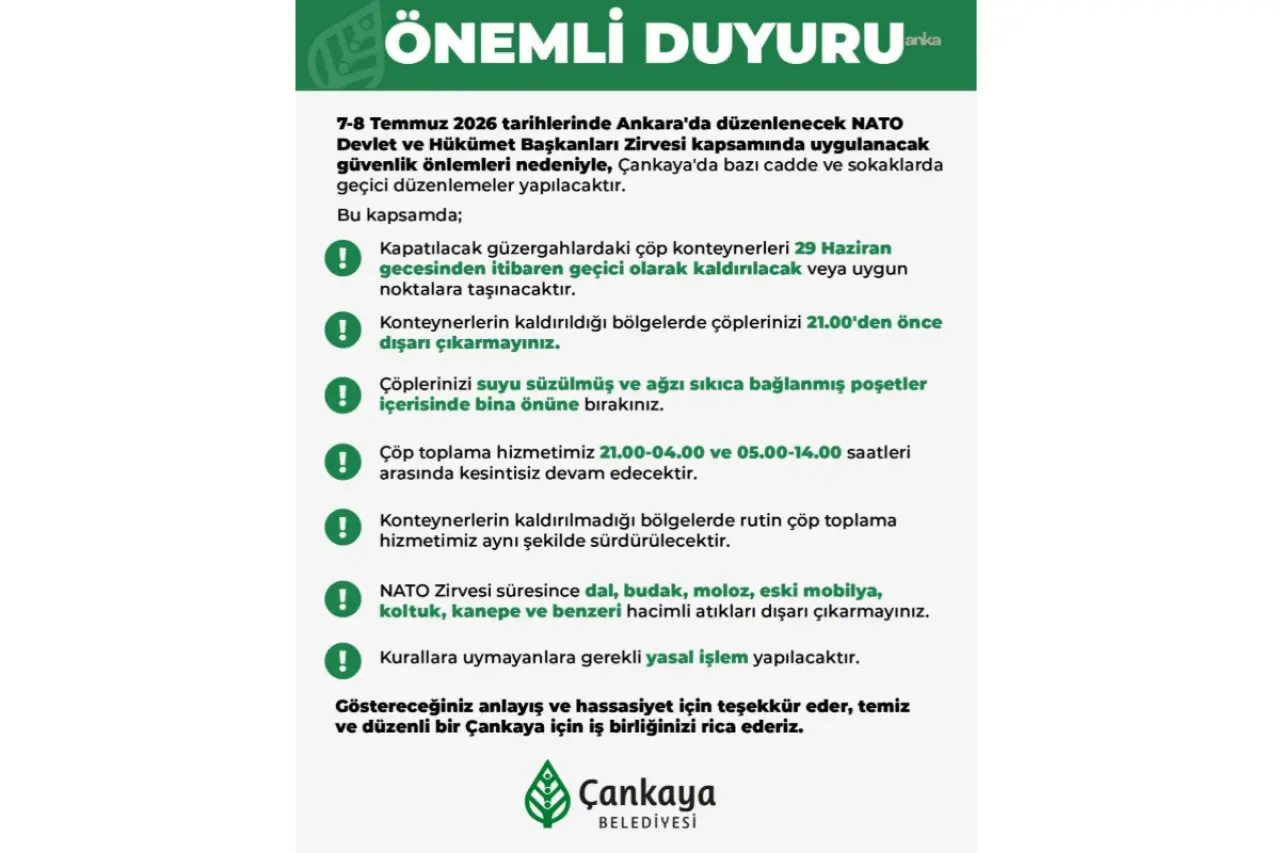 NATO Zirvesi için Çankaya Belediyesi’nde temizlik ve çöp toplama sistemi değişti