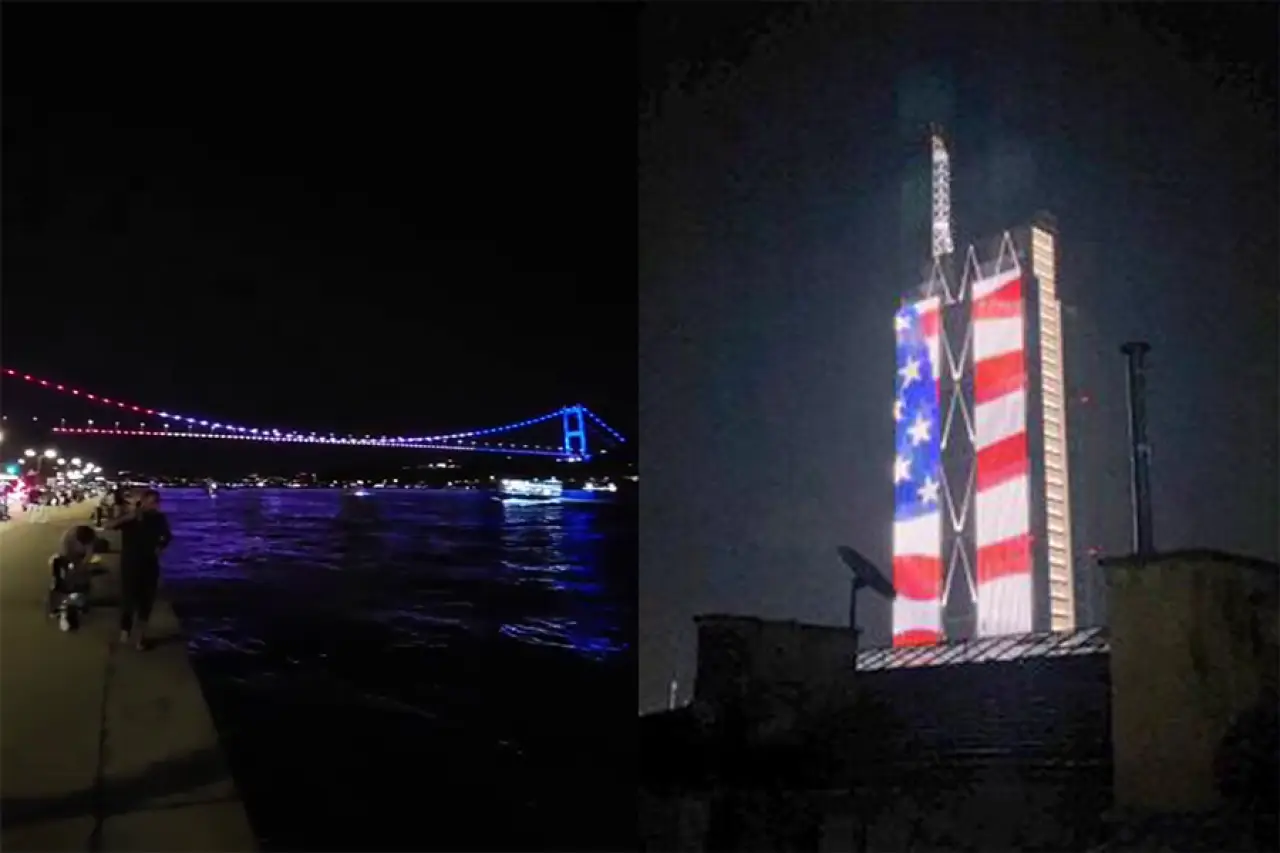 NATO Zirvesi öncesi Saray iktidarından Trump'a jest: Köprü ve binalarda ABD bayrakları…
