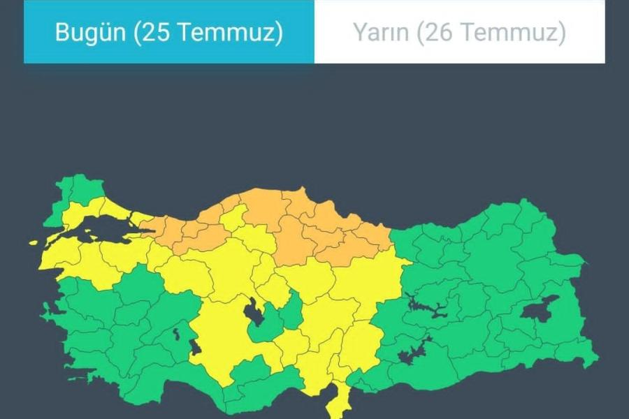 AFAD'dan 13 il için 'turuncu', 22 il için 'sarı' kodlu meteorolojik uyarı