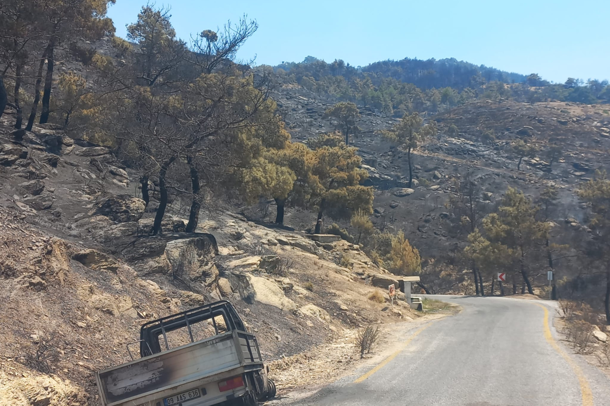 Yangın madenin ruhsat alanını yaktı, RES şirketi yol genişletti