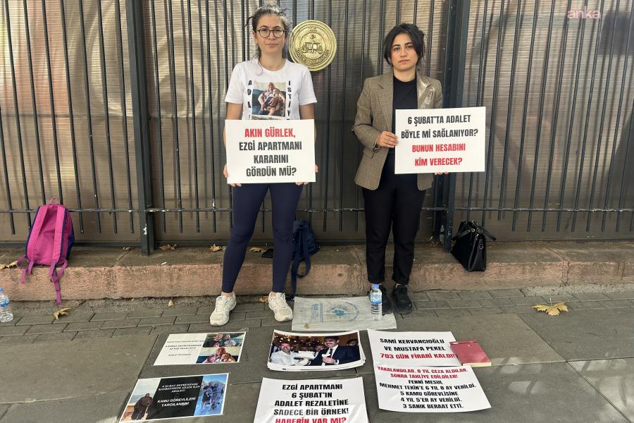 Ezgi Apartmanı kararına Adalet Bakanlığı önünde tepki eylemi sürüyor: Bu kararın gerekçesi topluma açıklanmak zorunda