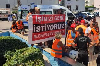İşten atılan işçiler Belediye Başkanı Aydın Pehlivan’ı protesto etti