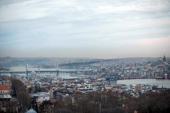 Ayasyofya minaresinden tarihi yarımada görünümü.