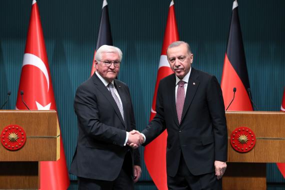 Almanya Cumhurbaşkanı Frank-Walter Steinmeier ve Cumhurbaşkanı Recep Tayyip Erdoğan.