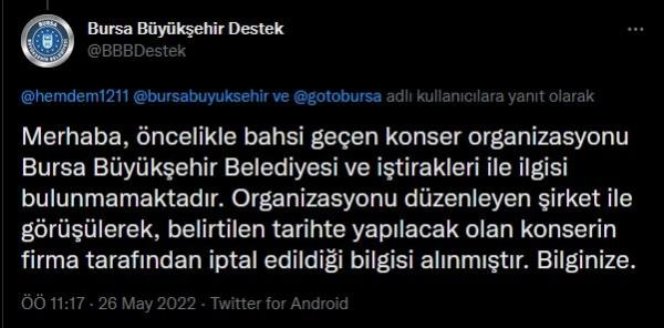 Bursa Büyükşehir Belediyesi destek hesabının paylaşımı.