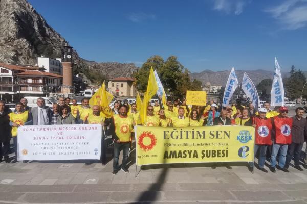 Amasya'da eğitimcilerin eylemi