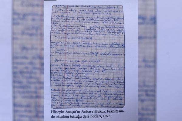 Hüseyin Sançar'ın ankara hukuk fakültesinde okurken tuttuğu ders notları 