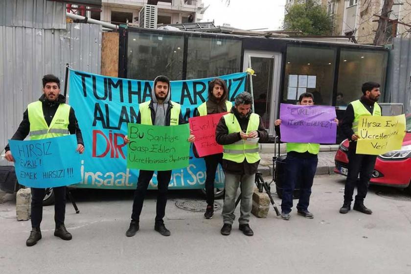 Ücretleri ödenmeyen Evril İnşaat işçileri direnişte