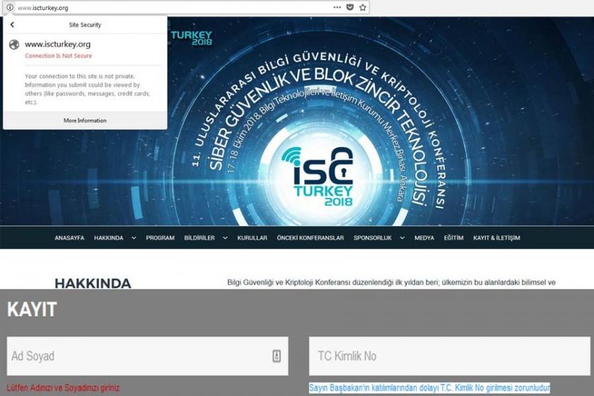 'Siber Güvenlik' konferansının sitesi hem güvenli değil hem TC istiyor