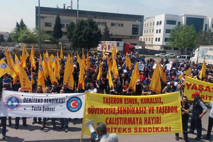 Yüzlerce deri ve tekstil işçisi yerel 1 Mayıs kutlaması yaptı