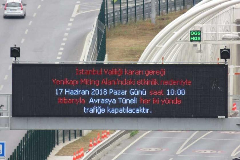 İstanbul'da Yenikapı Mitingi nedeniyle trafiğe kapatılan bazı yollar