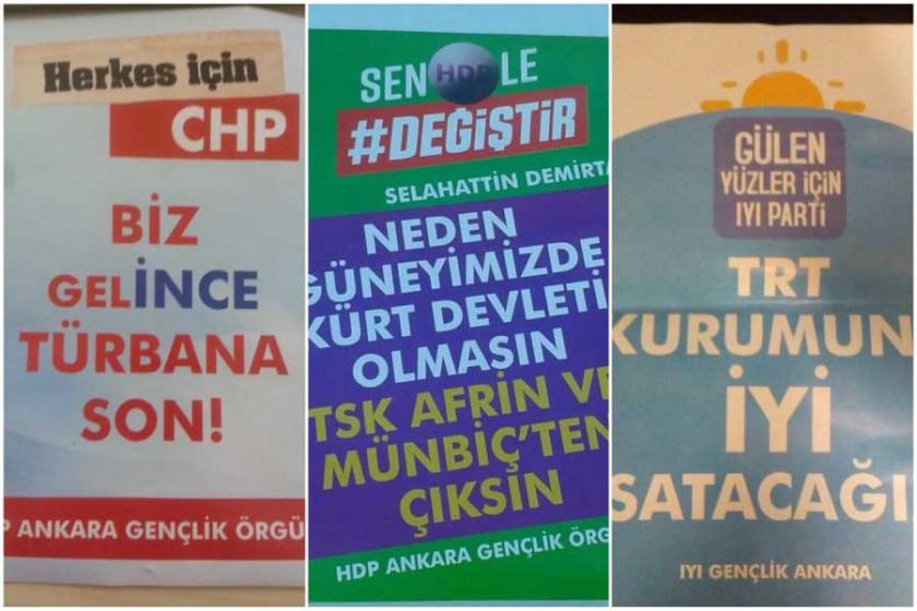 Ankara'da sahte HDP, CHP ve İYİ Parti bildirileri dağıtıldı