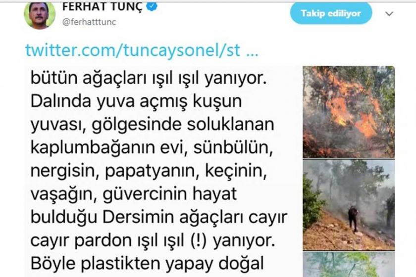 Ferhat Tunç'tan 'Ağaçlarımız ışıl ışıl' diyen Tunceli Valisi'ne tepki