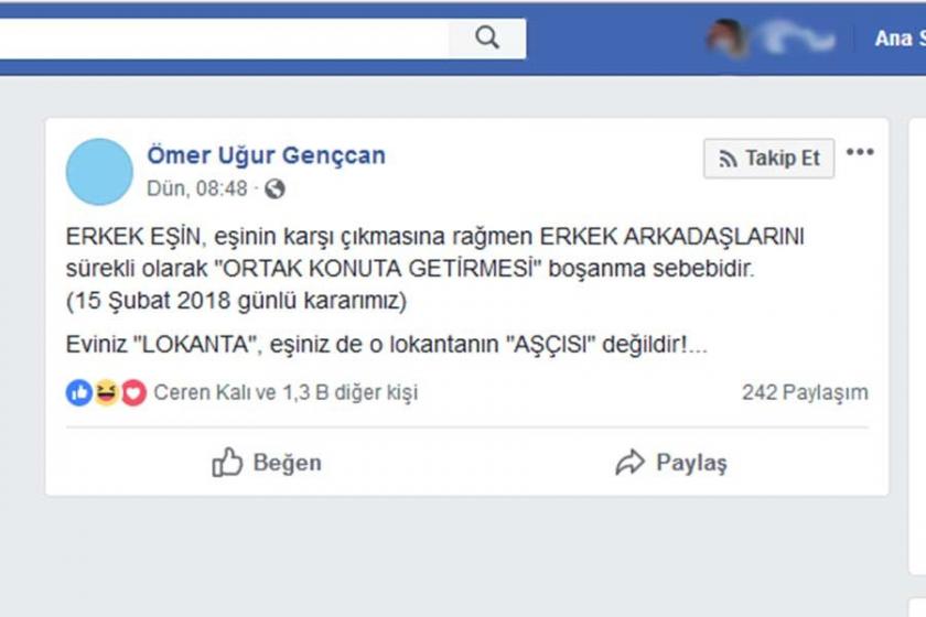 Yargıtay Daire Başkanı Gençcan: Eviniz lokanta, eşiniz de aşçı değil