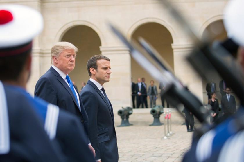 Trump'tan Macron'a: ABD gelmese Paris'te Almanca öğrenecektiniz