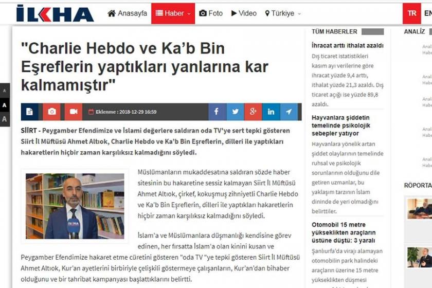 Müftü Odatv’yi hedef gösterdi: Charlie Hebdo'nun yanına kâr kalmadı