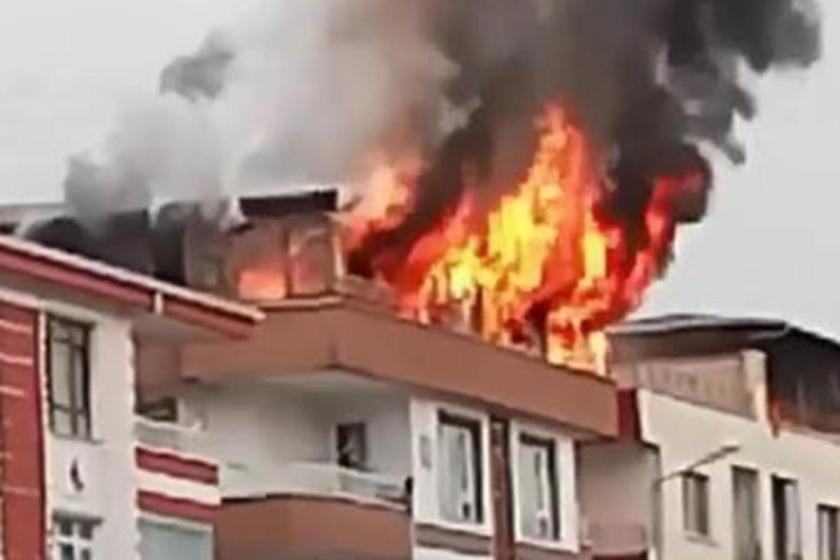 Ankara Etimesgut’ta bir apartmanda yangın çıktı