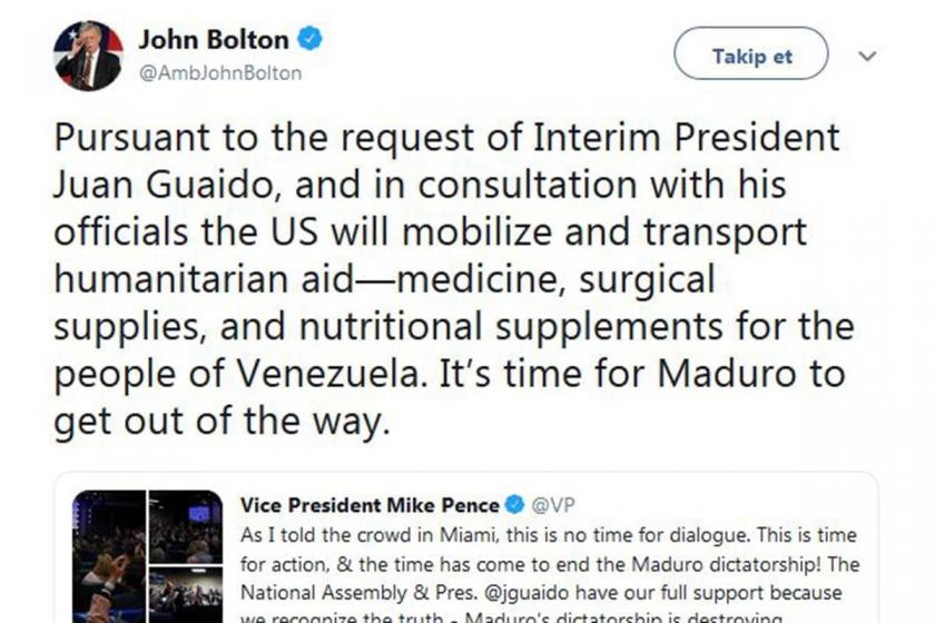 ABD Ulusal Güvenlik Danışmanı Bolton: Maduro'nun yoldan çekilme vakti