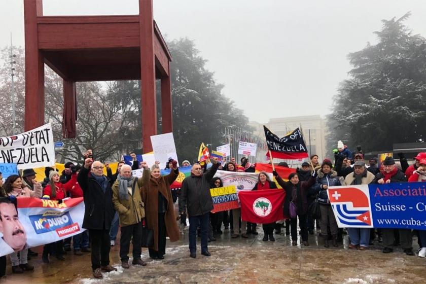 Venezuela'ya darbe girişimi İsviçre ve İngiltere'de protesto edildi