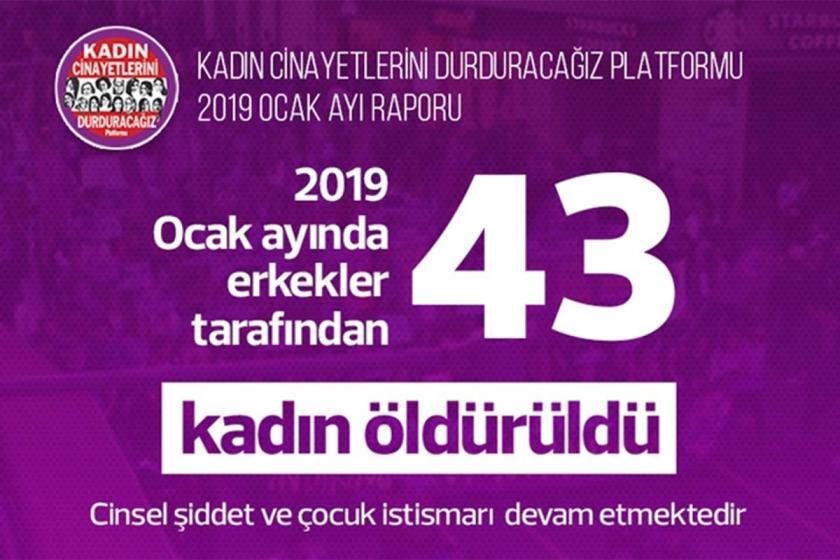 Ocak ayında 43 kadın erkekler tarafından öldürüldü