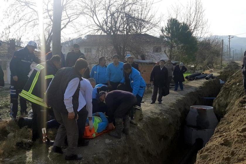 Manisa’da alt yapı çalışması sırasında göçük yaşandı: 1 işçi yaralandı