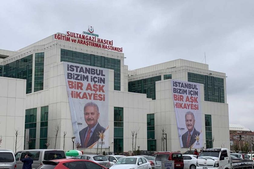 Devlet Hastanesine dev Binali Yıldırım afişi asıldı