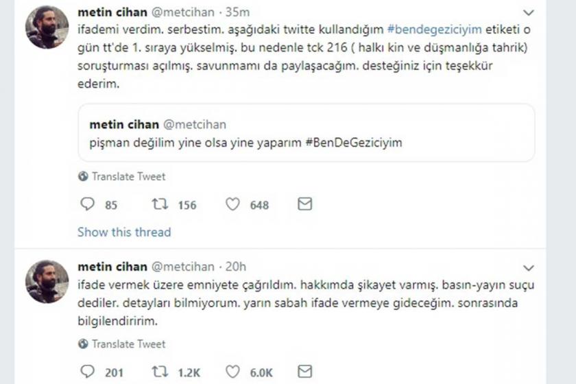 Rabia Naz'ın babasının sesi olan Metin Cihan'a Gezi soruşturması