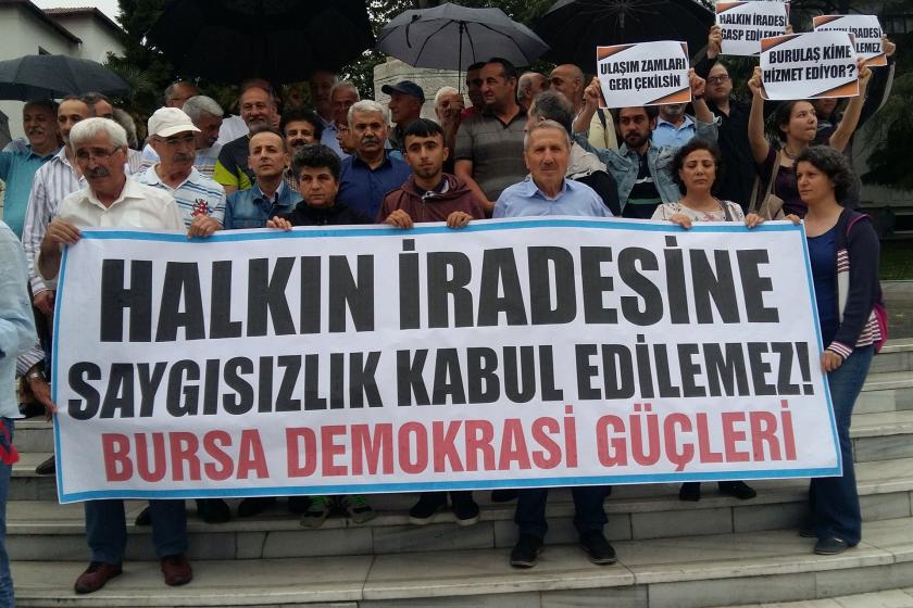 Bursa Demokrasi Güçleri ulaşım zammını ve YSK kararını protesto etti