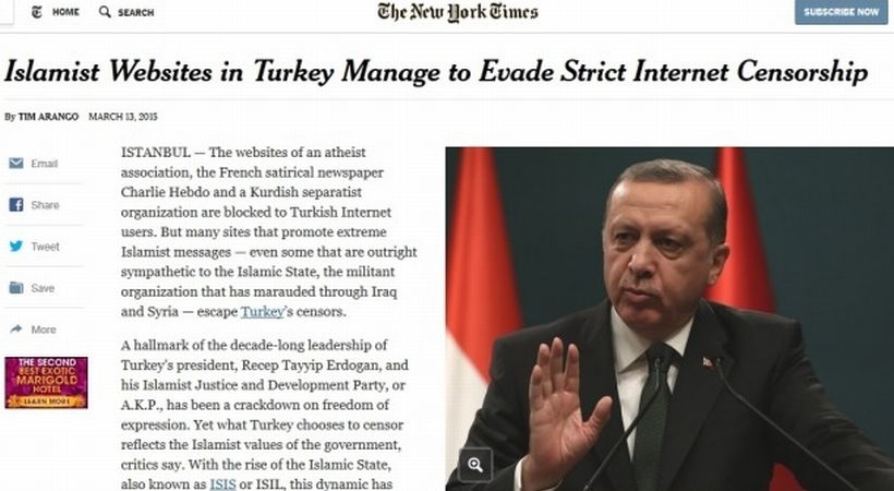 NYT: Türkiye'de herkese sansür var, IŞİD'e yok!