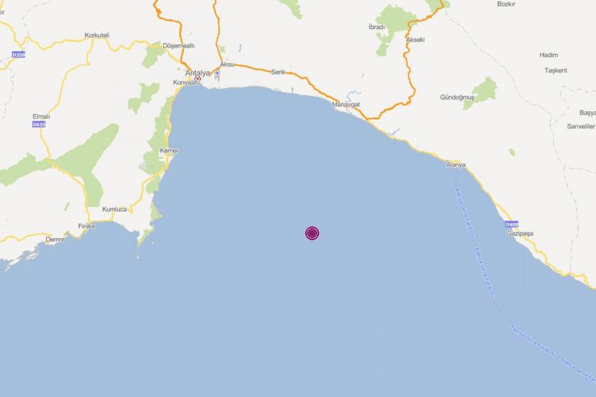 Akdeniz'de 4.3 büyüklüğünde deprem