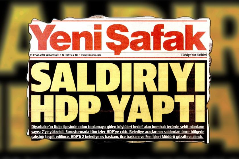 Yeni Şafak'ın Kulp manşetine tepki: Basın darbeler döneminde bile bu kadar düşmemişti