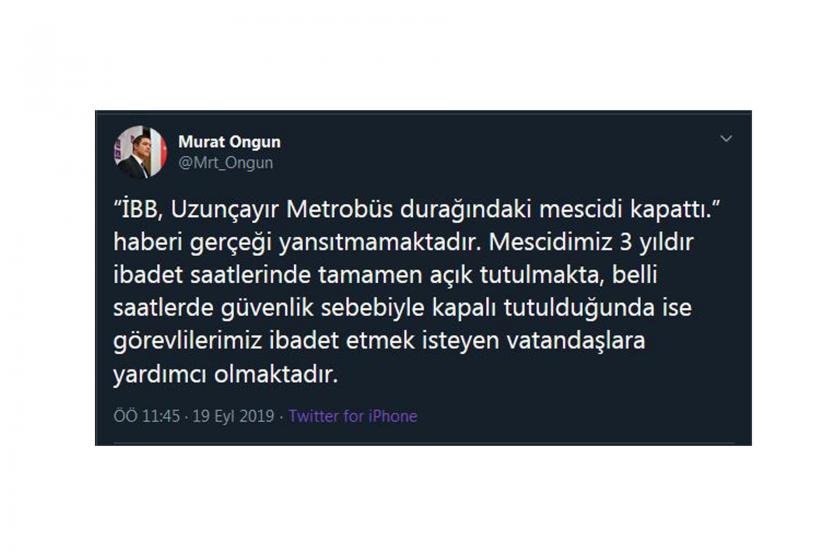 İBB, Uzunçayır metrobüs durağındaki mescidin kapatıldığı iddialarını yalanladı