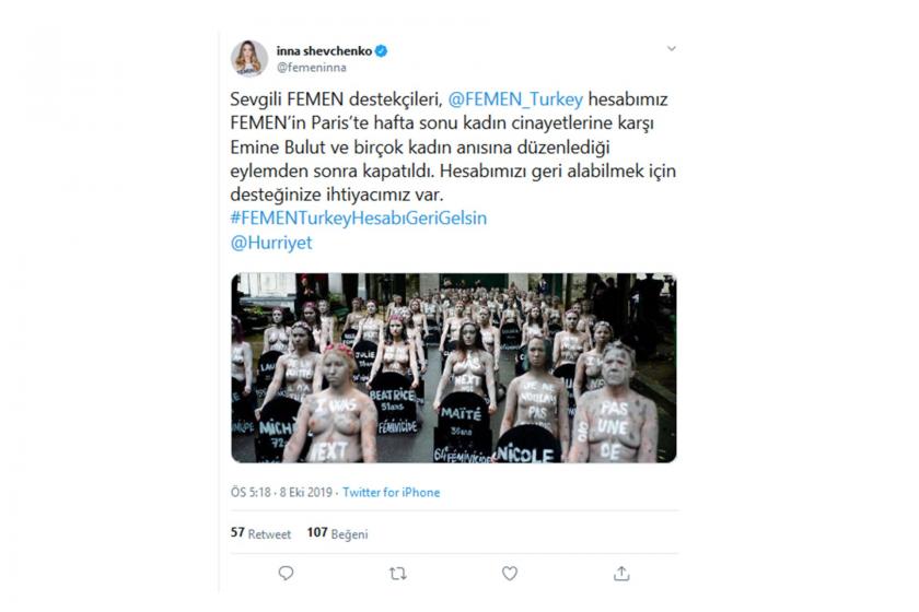 FEMEN Türkiye'nin Twitter hesabı askıya alındı