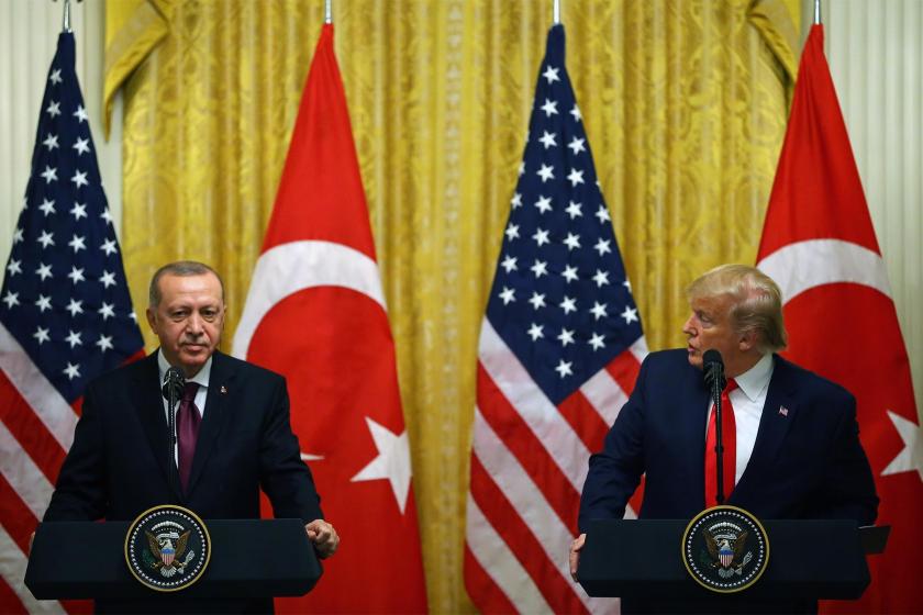 Tayyip Erdoğan ve Donald Trump ortak basın açıklaması düzenliyor