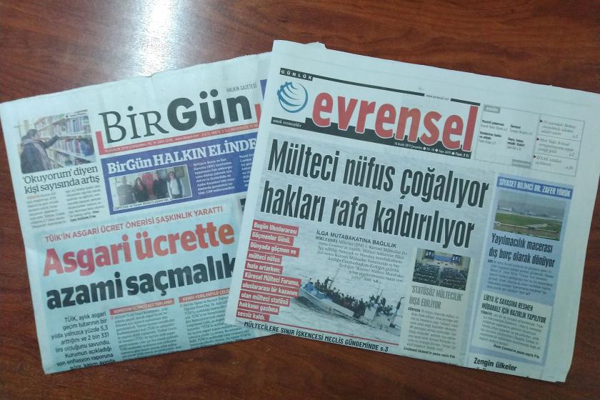 BirGün (solda) ve Evrensel gazetesi (sağda)