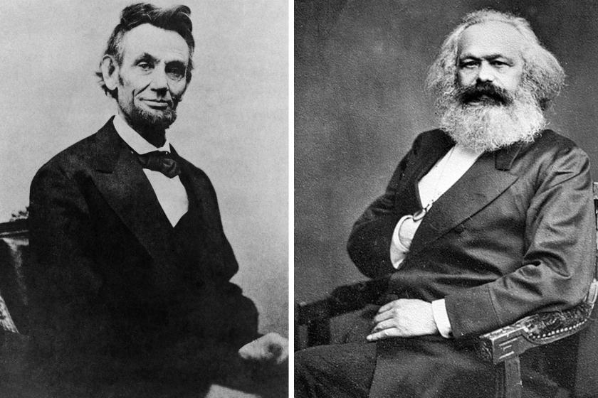 Abraham Lincoln (solda) ve Karl Marx (sağda)