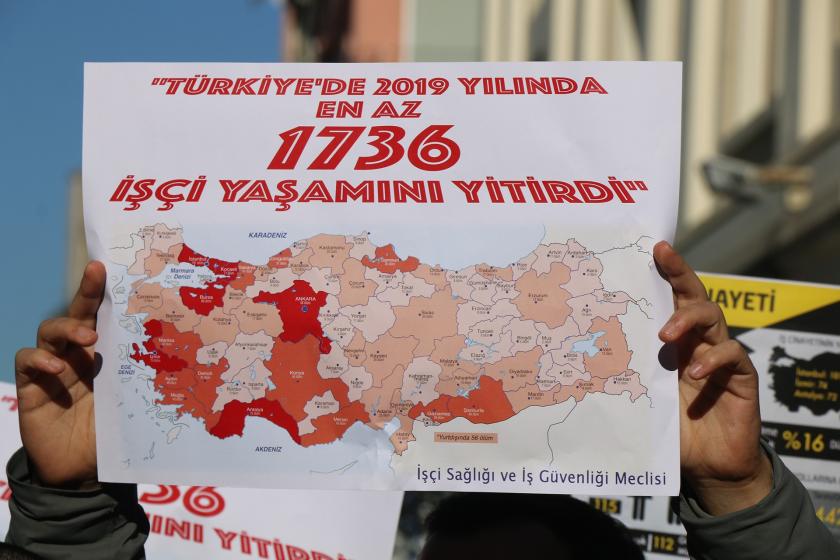 Türkiye'de 2019 yılında 1736 işçi yaşamını yitirdi yazısı