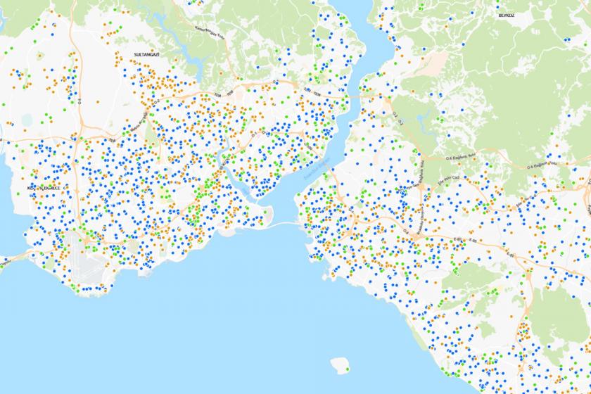 İBB'nin belirlediği toplanma alanlarını gösteren harita