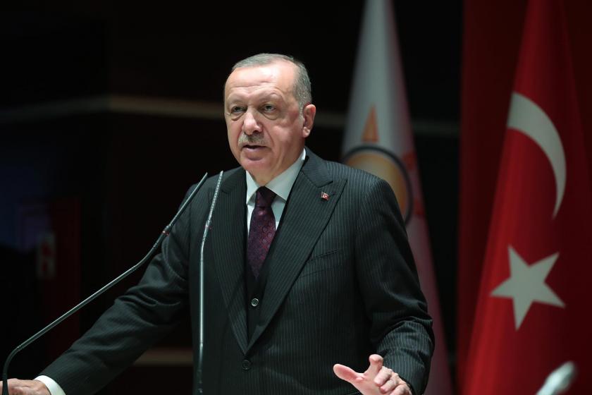 President Erdoğan speaking at his party’s parliamentary group meeting.