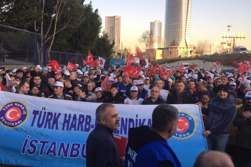 Türk Harb-İş Sendikası üyeleri eylem düzenliyor