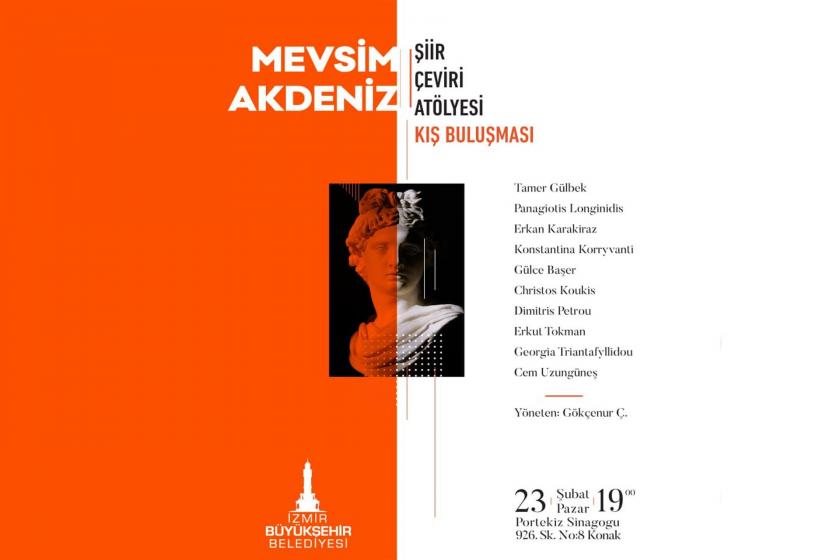 İzmir Büyükşehir Belediyesi'nin mevsim akdeniz şiir çeviri atölyesi etkinlik afişi