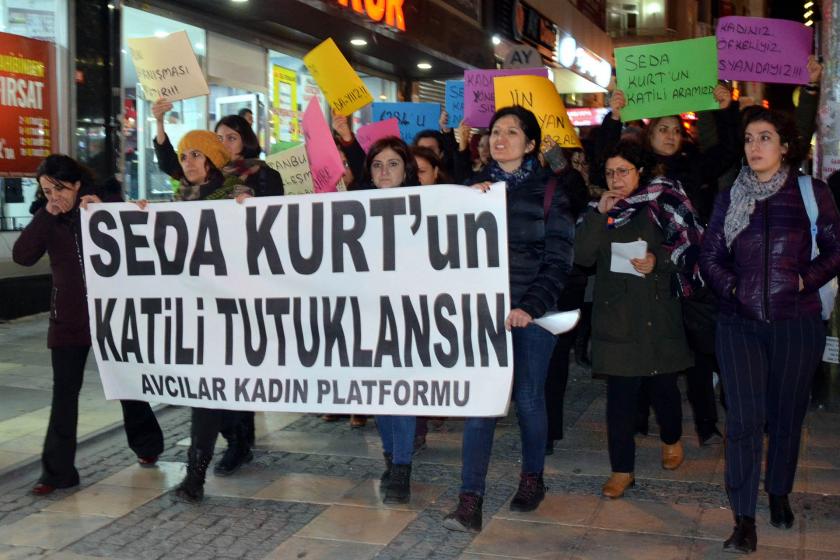 Avcılar Kadın Platformu Seda Kurt'un katili tutuklansın pankartıyla yürüdü