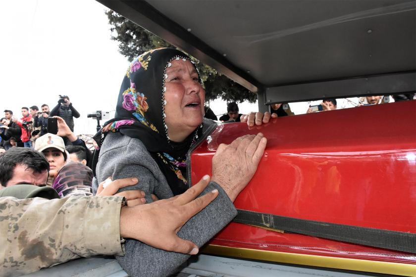 İdlib'de hayatını kaybeden asker için düzenlenen cenaze töreni